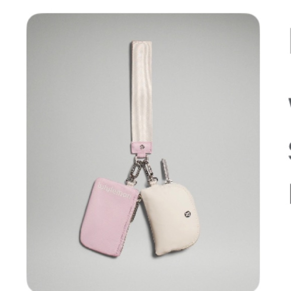 Lululemon Dual pouch wristlet White Opal/Pink Peony